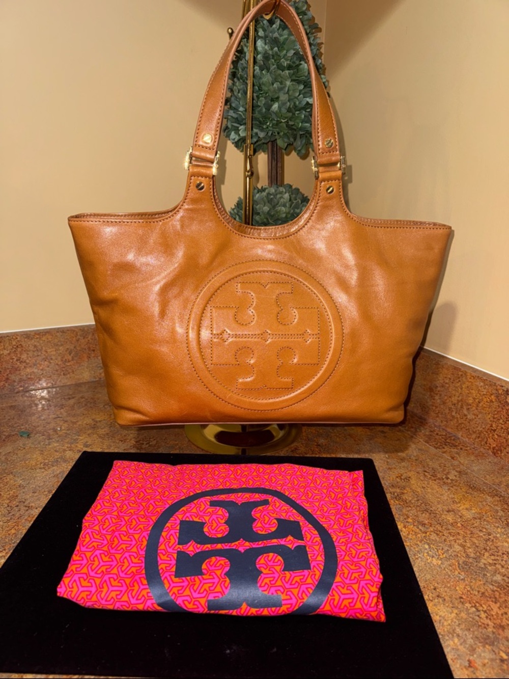 Tory Burch Bombe Tote Tan with dust bag
